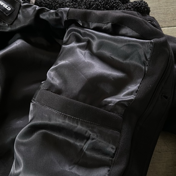 Karl Lagerfeld Paris Sherpa Collar Trucker Jacket - Black - Picture 16 of 16